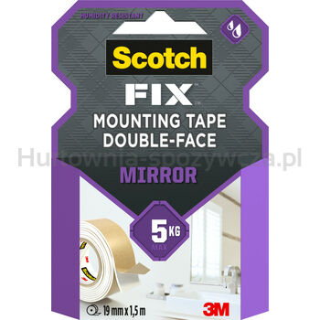 Scotch-Fix™ Dwustronna Taśma Montażowa Do Luster, 19 Mm X 1,5 M, 1 Rolka/Opakowanie