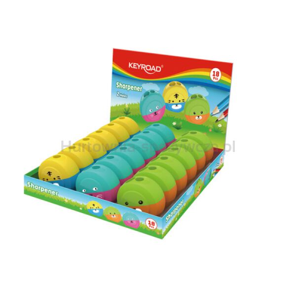 Temperówka KEYROAD Speedy Snail, plastikowa, podwójna, display, mix kolorów