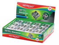 Temperówka KEYROAD Metal, aluminiowa, podwójna, pakowana na displayu, srebrna