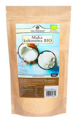 Mąka Kokosowa Odtłuszczona Bezglutenowa Bio 500 G - Pięć Przemian [BIO]