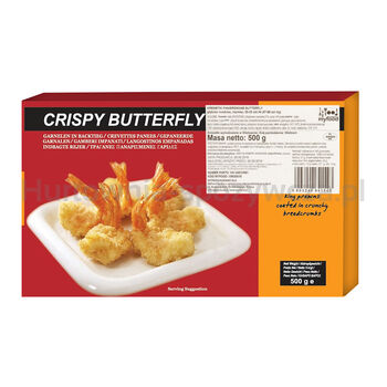 Myfood Krewetka Biała (Litopenaeus Vannamei) 26-30 Szt./Lb Panierowana Butterfly, Głęboko Mrożona 500 G