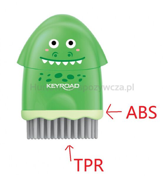 Temperówka plastikowa z gumką KEYROAD ROCKY-DOCKY, pojedyncza, z pojemnikiem, średnica: 8mm, blister - 2