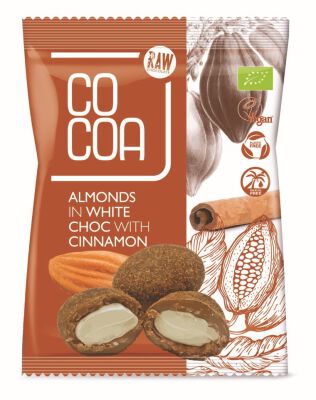 Migdały W Białej Polewie Z Cynamonem Bio 70 G - Cocoa [BIO]