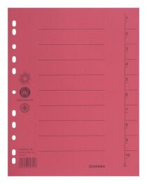 Donau Przekładka karton A4, 235x300mm, 1-10, 1 karta, czerwona 