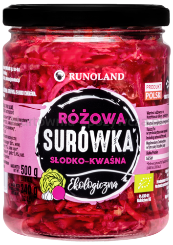 Surówka Z Kapusty Różowa Słodko - Kwaśna Bio 500 G (340 G) - Runoland [BIO]