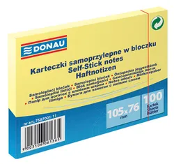 Bloczek Samoprzylepny Donau, 105X76Mm, 1X100 Kart., Jasnożółty