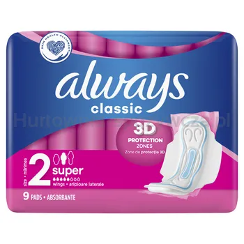 Always Podpaski Ze Skrzydełkami Classic Maxi 9 Sztuk