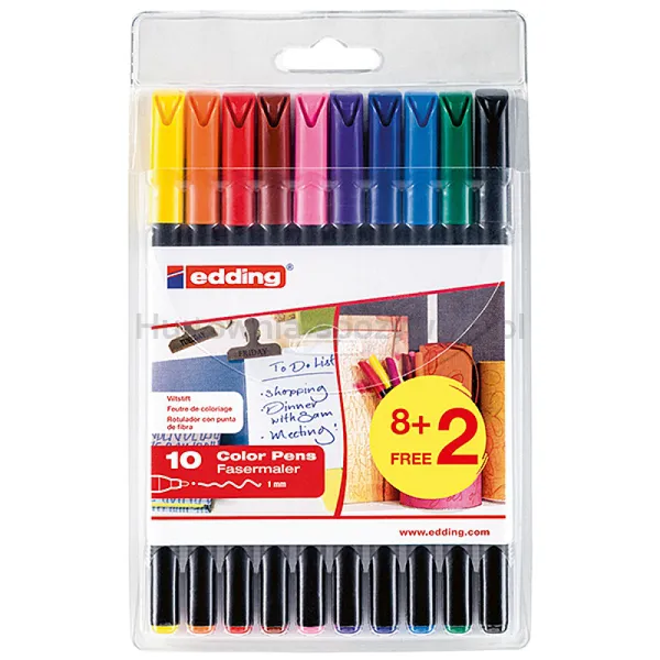 Edding Pisak z cienką końcówką e-1200 1 mm, 10 szt., zawieszka, mix kolorów 
