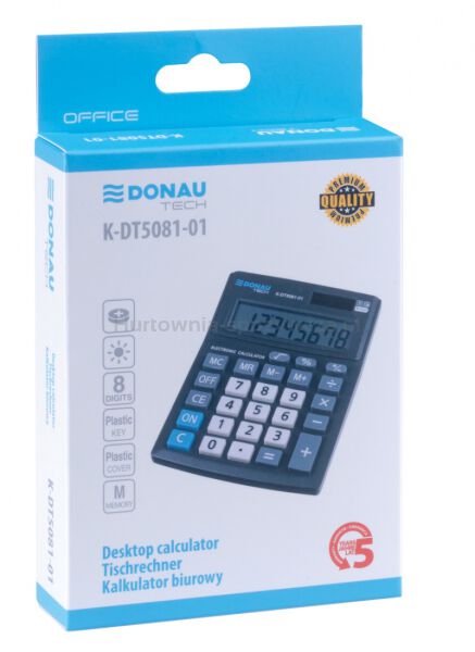 Donau Kalkulator biurowy TECH OFFICE, 8-cyfr. wyświetlacz, wym. 137x101x30mm, czarny  - 4