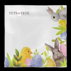 Tete a Tete Serwetki Bunny Corner 3-warstwowe 33x33cm składane 1/4 20szt. w paczce
