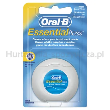 Oral-B Essential Floss Woskowana Nić Dentystyczna, Miętowa, 50 M
