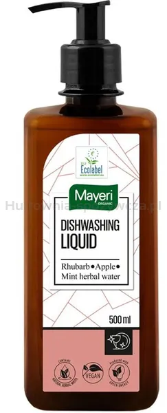 Płyn do mycia naczyń z wodą miętową , rabarbar-jabłko, wegański, certyfikowany ecolabel 500 ml