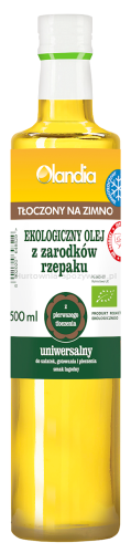 Olej Z Zarodków Rzepaku Uniwersalny Tłoczony Na Zimno Bio 500 Ml - Olandia [BIO]