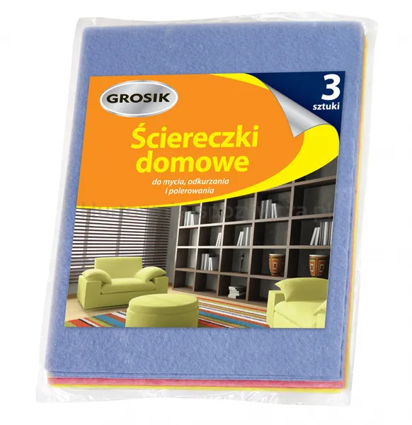 Ściereczki domowe GROSIK, 3 szt., mix kolorów