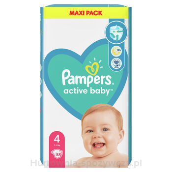 Pampers Active Baby Rozmiar 4, 58 Pieluszek, 9-14 Kg