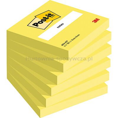 Post-It Karteczki samoprzylepne (654NY), 76x76mm, 1x100 kart., jaskrawy żółty [BIURO]