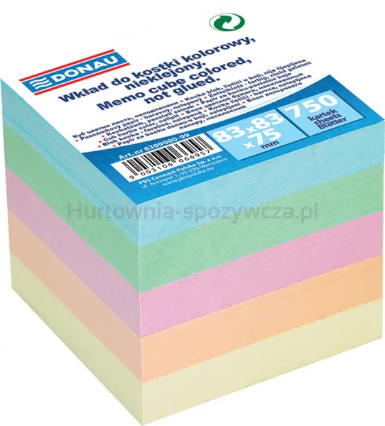 Donau Kostka nieklejona, 83x83x75mm, mix kolorów 