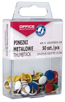 Pinezki kolorowe Office Products, w pudełku, 50szt., mix kolorów [BIURO]