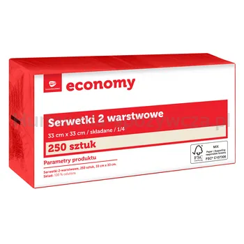 TG Economy Serwetka 33x33 cm, 2 warstwowa czerwona 250 sztuk