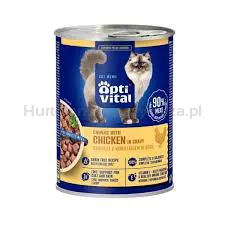 Optivital Puszka - Pełnoporcjowa Karma Dla Dorosłych Kotów. Z Kurczakiem Sosie 415G