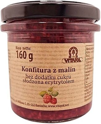 Konfitura z malin słodzona erytrytolem  B/C 160g