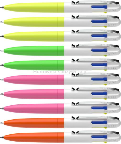 Długopis automatyczny SCHNEIDER TAKE 4 Neon, M, 4 kolory wkładu, 10 szt., mix kolorów