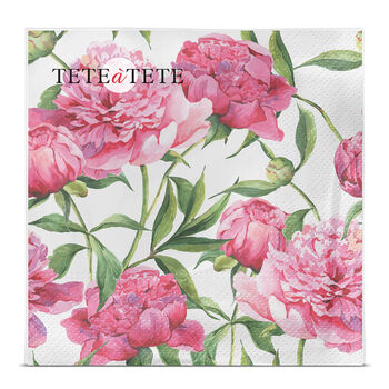 Tete A Tete  Serwetki Pink Peonies, Serwetki 3-Warstwowe 33X33Cm Składane 1/4 20Szt. W Paczce