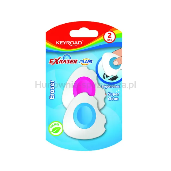 Gumka Do Ścierania Keyroad, Exraser Plus, 2 Szt., Blister, Mix Kolorów