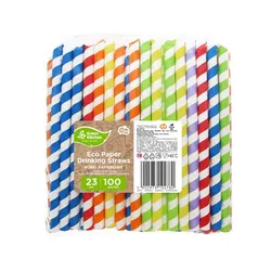 Rurki (Słomki) Papierowe Bubble Tea, Mix Kolorów, 12X230 Mm/ 100 Szt.