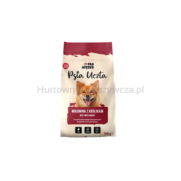 Pan Mięsko Psia Uczta Wołowina Z Królikiem 850 G