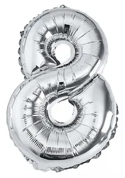Balon foliowy PARTY GO, cyfra 8, 80cm, srebrny