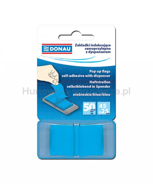 Donau Zakładki indeksujące PP, 25x45mm, 1x50 kart., niebieskie 