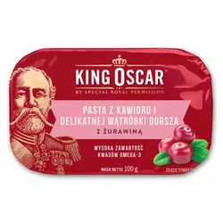 King Oscar Pasta Z Kawioru I Delikatnej Wątróbki Dorsza Z Żurawiną 100G