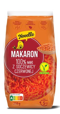 Novelle Makaron Proteinowy (Z Soczewicy Czerwonej) Świderki 250 G [BIO]