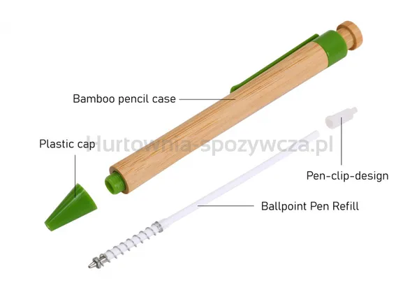 Długopis ECONOVO, obudowa 100% z biodegradowalnego bambusa, 1,0 mm, 2 szt., naturalny