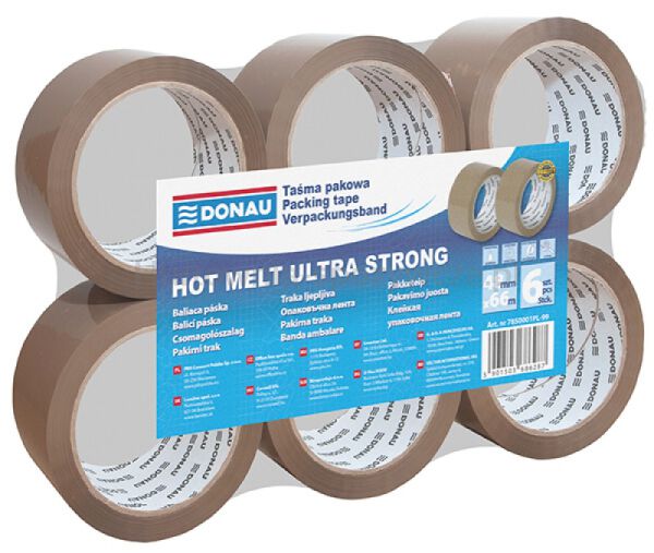Taśma pakowa DONAU Hot-Melt , 48mm, 66m, 50mikr., brązowa - 3