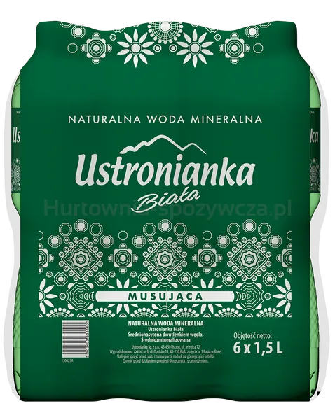 Woda Ustronianka Biała 1,5L Musująca