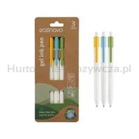 Długopis automatyczny żelowy ECONOVO, szybkoschnący tusz, 0,5mm, 3 szt., mix kolorów - 2