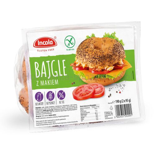 Bajgle Z Makiem Bezglutenowe (2 Szt.) 190 G - Incola [BIO]