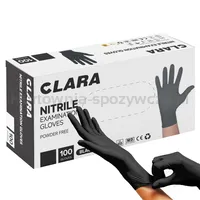 Rękawice nitrylowe bezpudrowe CLARA, 100 szt., rozmiar S, czarne - 6