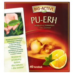 Big Active Herbatka Pu-Erh Czerwona O Smaku Cytrynowym 72 G (40 Torebek)