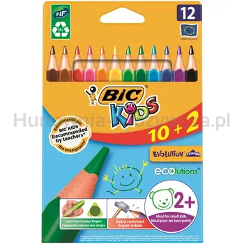 Bic kredki Kids Evolution Triangle ołówkowe opak. 10+2 GRATIS