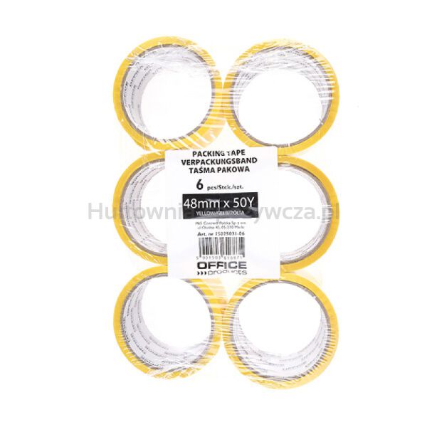 Taśma pakowa OFFICE PRODUCTS, 48mm x 50y, 36mic, EAN na 1szt., zółta - 2