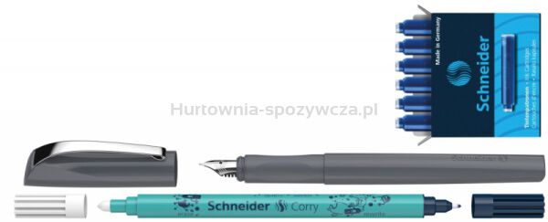 Schneider Zestaw Pióro wieczne Ceod Colour, wymazywacz, naboje 6 szt., mix kolorów, blister  - 4
