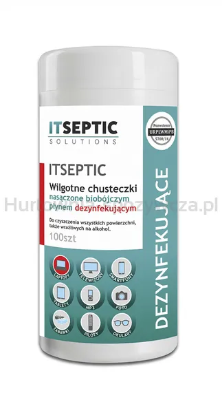Chusteczki Czyszcząco-Dezynfekujące Itseptic, Duża Tuba, 100Szt.