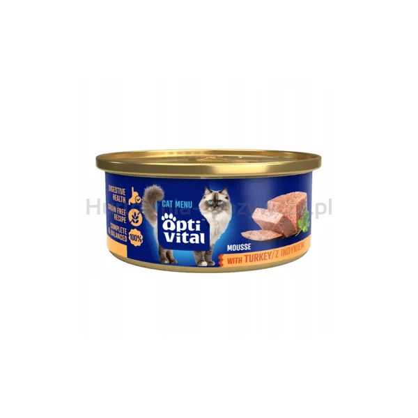 Optivital Mini Puszka - Mus Dla Dorosłych Kotów Z Indykiem 85G