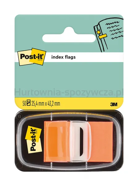 Post-It Zakładki indeksujące (680-4), PP, 25,4x43,2mm, 50 kart., pomarańczowe 