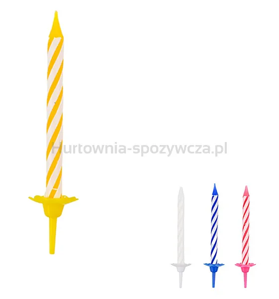 Świeczki na tort PARTY GO, 6cm, 24 szt., mix kolorów