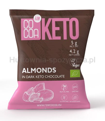 Migdały W Czekoladzie Keto Z Olejem Mct Bez Dodatku Cukru Bezglutenowe Bio 70 G - Cocoa [BIO]