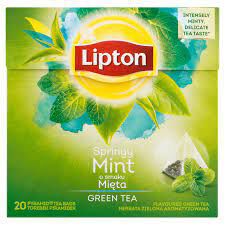 Lipton Herbata Piramidki Green Tea Intense Mint 20 Torebek